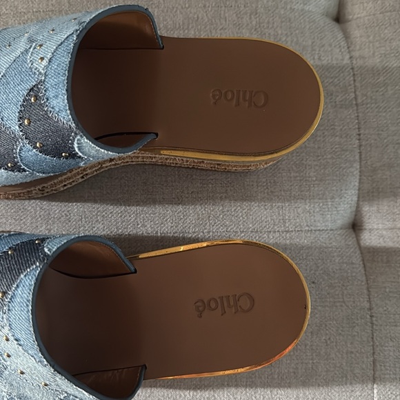 Chloe denim wedge sandals size 40 - Picture 4 of 5